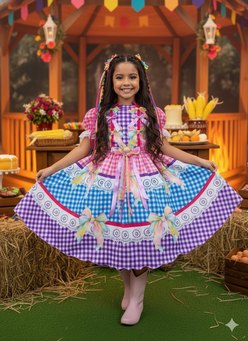 Vestido Marie Junino Laço da Alegria - Toque Delicado para Completar o Visual | Bebeloo Kids