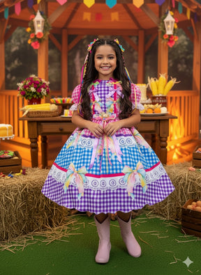 Vestido Marie Junino Laço da Alegria - Toque Delicado para Completar o Visual | Bebeloo Kids