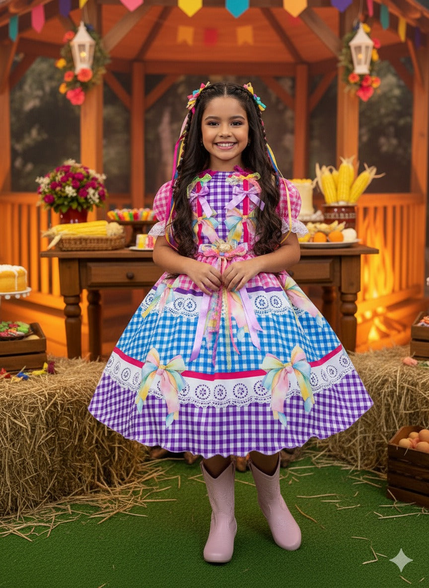 Vestido Marie Junino Laço da Alegria - Toque Delicado para Completar o Visual | Bebeloo Kids
