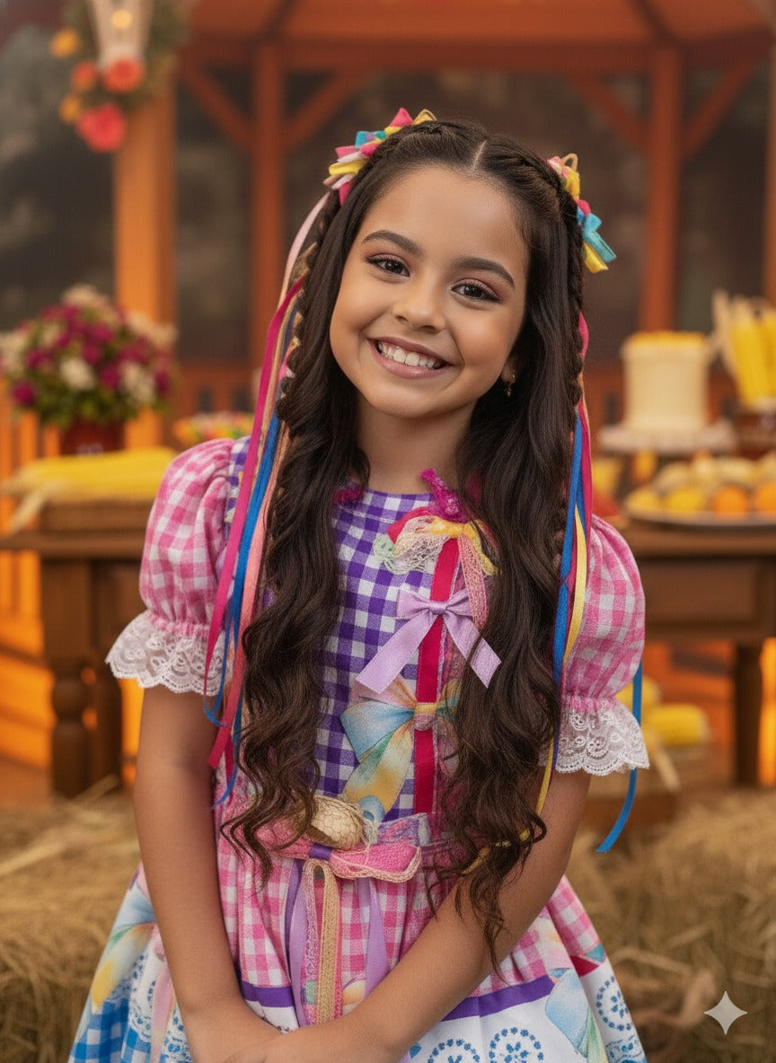 Vestido Marie Junino Laço da Alegria - Toque Delicado para Completar o Visual | Bebeloo Kids