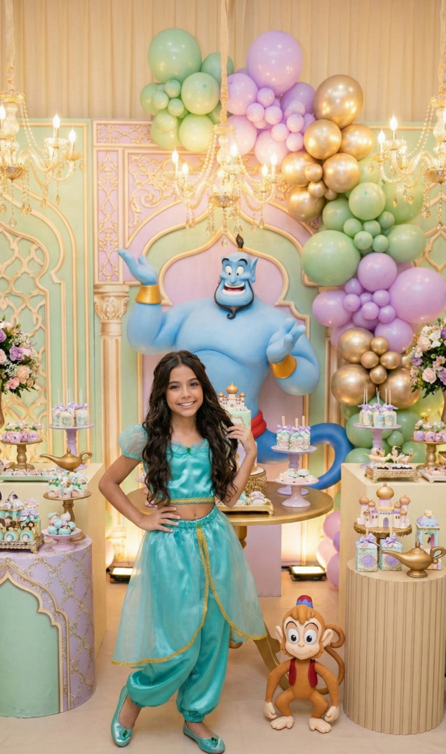 Fantasia Princesa Princesa Jasmine Verde Tiffany - Qualidade e Cuidado para os Pequenos | Bebeloo Kids