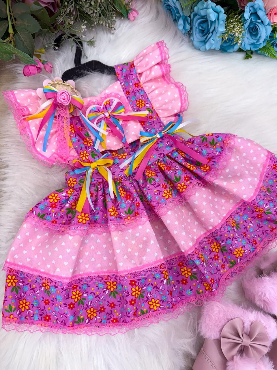Romper/Vestido Princesa Junino Florzinha do Arraiá - Leveza e Elegância para Meninas | Bebeloo Kids