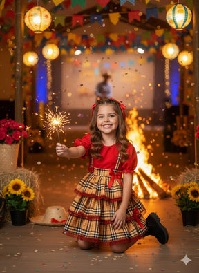 Conjunto Junino Banana Club Luxo Camisa Vermelha Encanto Caipira - Estilo Delicado para o Dia a Dia | Bebeloo Kids