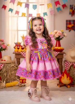Romper/Vestido Princesa Junino Florzinha do Arraiá - Leveza e Elegância para Meninas | Bebeloo Kids