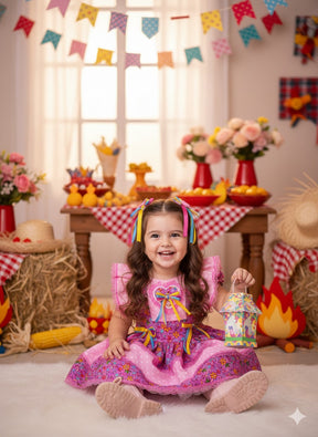 Romper/Vestido Princesa Junino Florzinha do Arraiá - Leveza e Elegância para Meninas | Bebeloo Kids