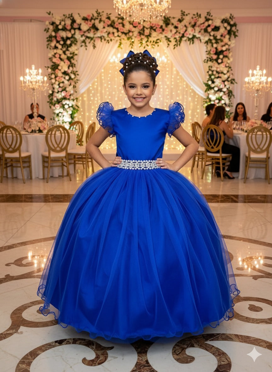 Vestido Marie Longo Amanda Azul Royal - Leveza e Elegância para Meninas | Bebeloo Kids