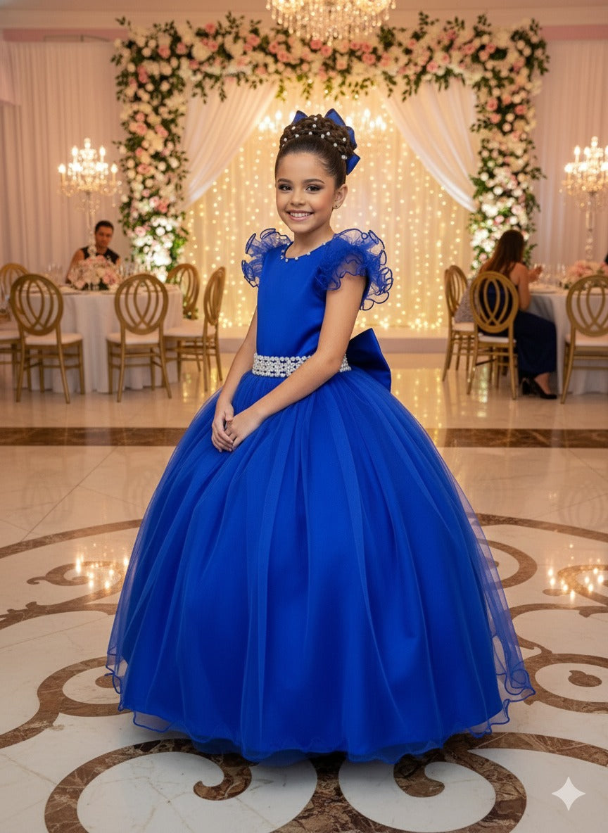 Vestido Marie Longo Amanda Azul Royal - Leveza e Elegância para Meninas | Bebeloo Kids