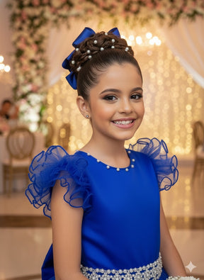 Vestido Marie Longo Amanda Azul Royal - Leveza e Elegância para Meninas | Bebeloo Kids
