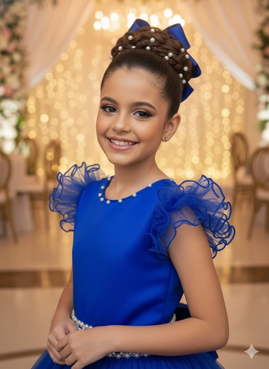 Vestido Marie Longo Amanda Azul Royal - Leveza e Elegância para Meninas | Bebeloo Kids