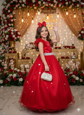Vestido Marie Longo Amanda Vermelho - Leveza e Elegância para Meninas | Bebeloo Kids