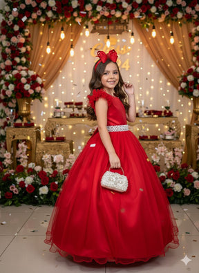 Vestido Marie Longo Amanda Vermelho - Leveza e Elegância para Meninas | Bebeloo Kids
