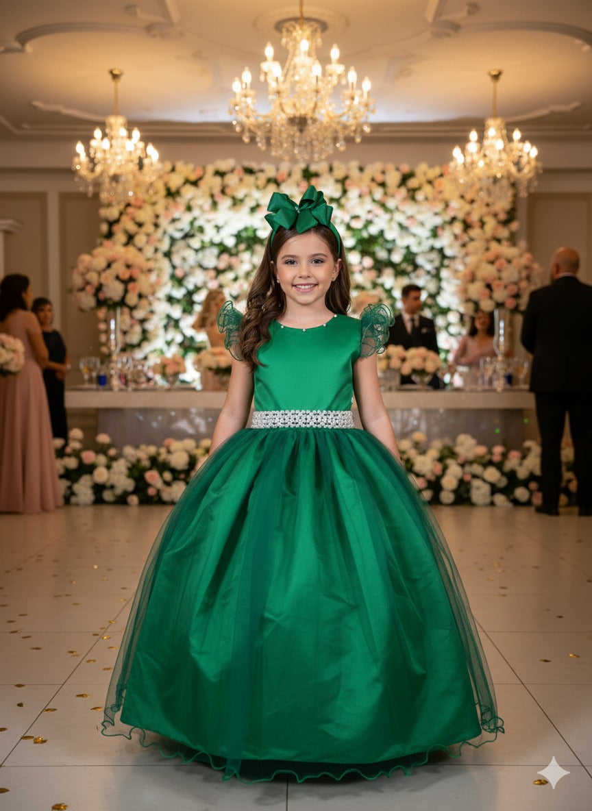 Vestido Marie Longo Amanda Verde Bandeira - Leveza e Elegância para Meninas | Bebeloo Kids