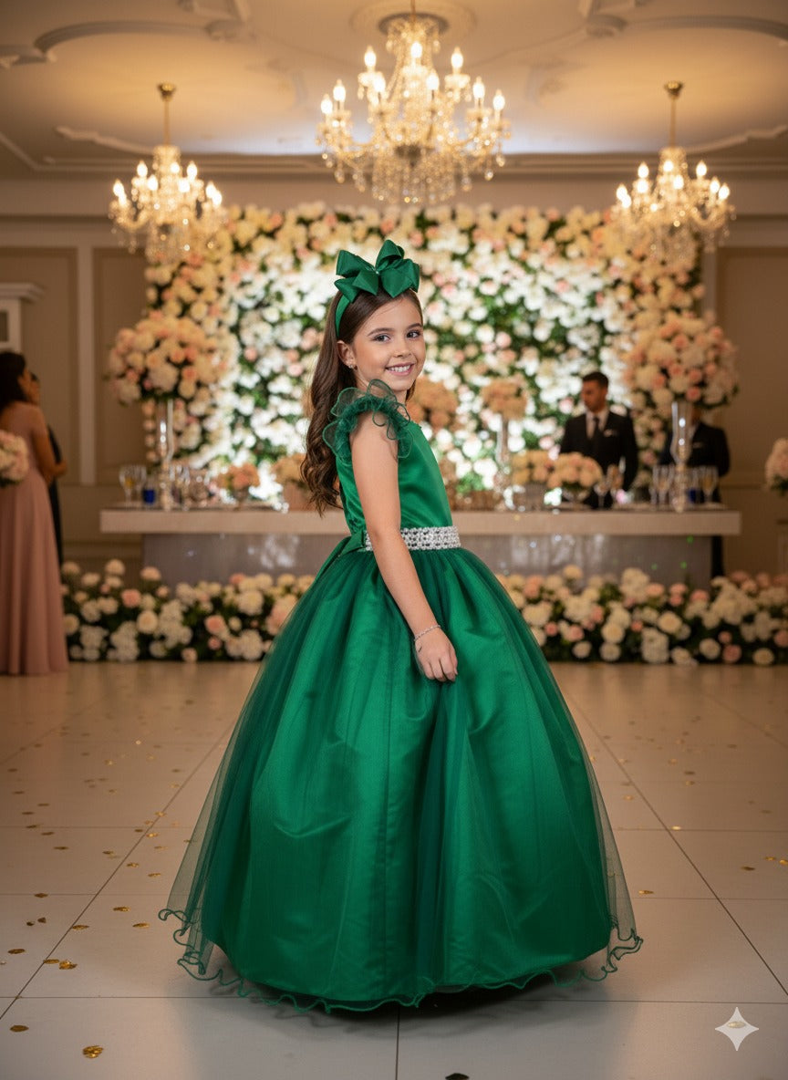 Vestido Marie Longo Amanda Verde Bandeira - Leveza e Elegância para Meninas | Bebeloo Kids