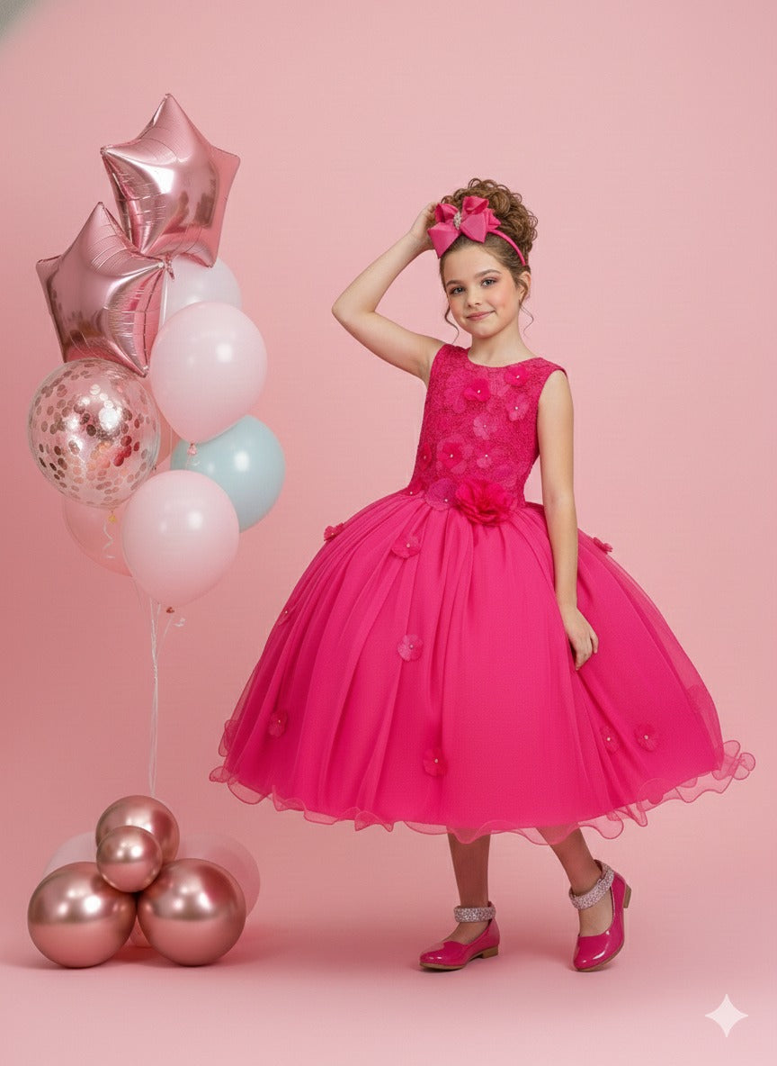 Vestido Juvenil Vila Lele Regata Flores Pink - Leveza e Elegância para Meninas | Bebeloo Kids