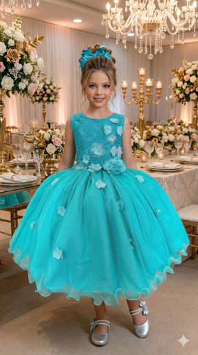 Vestido Juvenil Vila Lele Regata Flores Verde Tiffany - Leveza e Elegância para Meninas | Bebeloo Kids