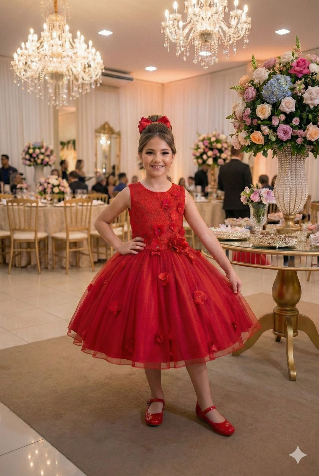 Vestido Juvenil Vila Lele Regata Flores Vermelho - Leveza e Elegância para Meninas | Bebeloo Kids