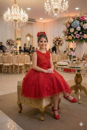 Vestido Juvenil Vila Lele Regata Flores Vermelho - Leveza e Elegância para Meninas | Bebeloo Kids
