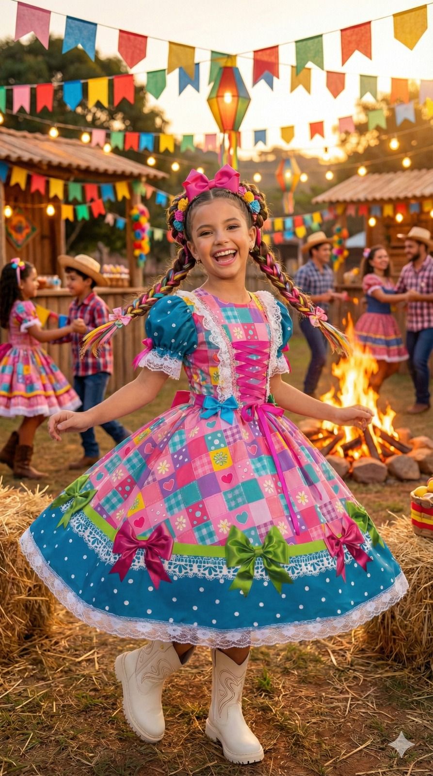 Vestido Marie Junino Luxo Quermesse Luz do Interior - Leveza e Elegância para Meninas | Bebeloo Kids