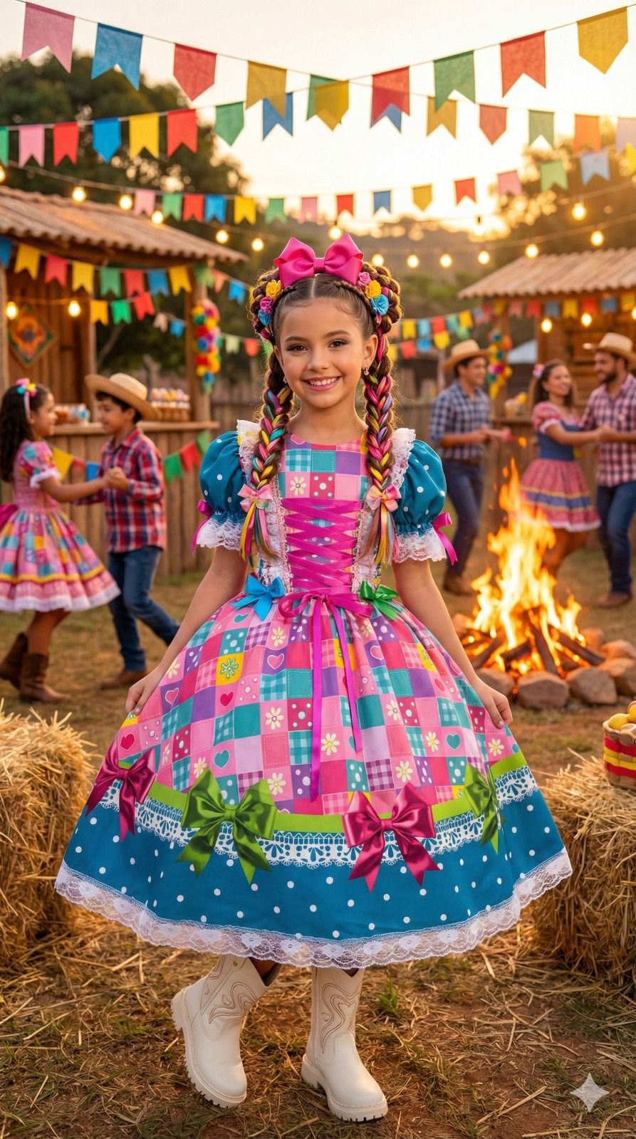 Vestido Marie Junino Luxo Quermesse Luz do Interior - Leveza e Elegância para Meninas | Bebeloo Kids