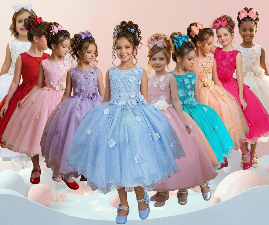 Vestido Vila Lele Regata Flores + Saiote - Leveza e Elegância para Meninas | Bebeloo Kids