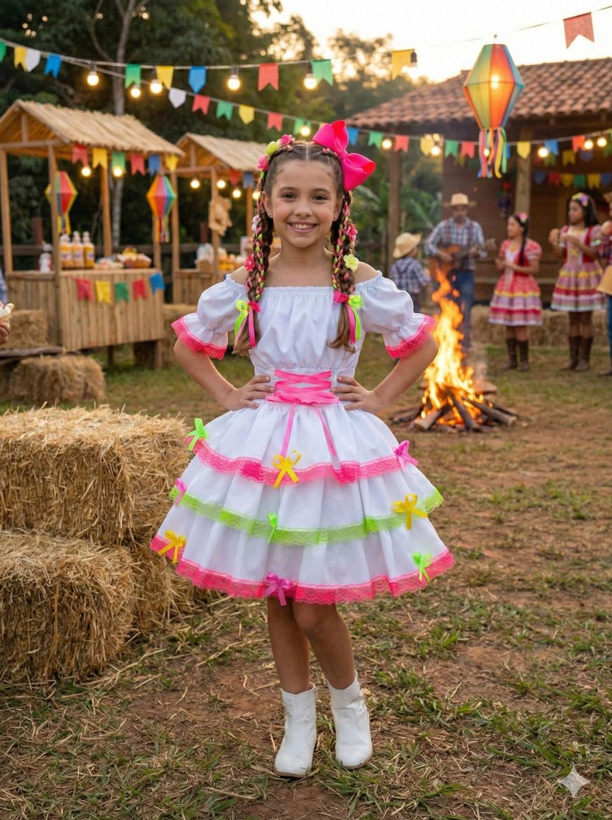 Vestido Junino Banana Club Luxo Noivinha do Sertão - Leveza e Elegância para Meninas | Bebeloo Kids