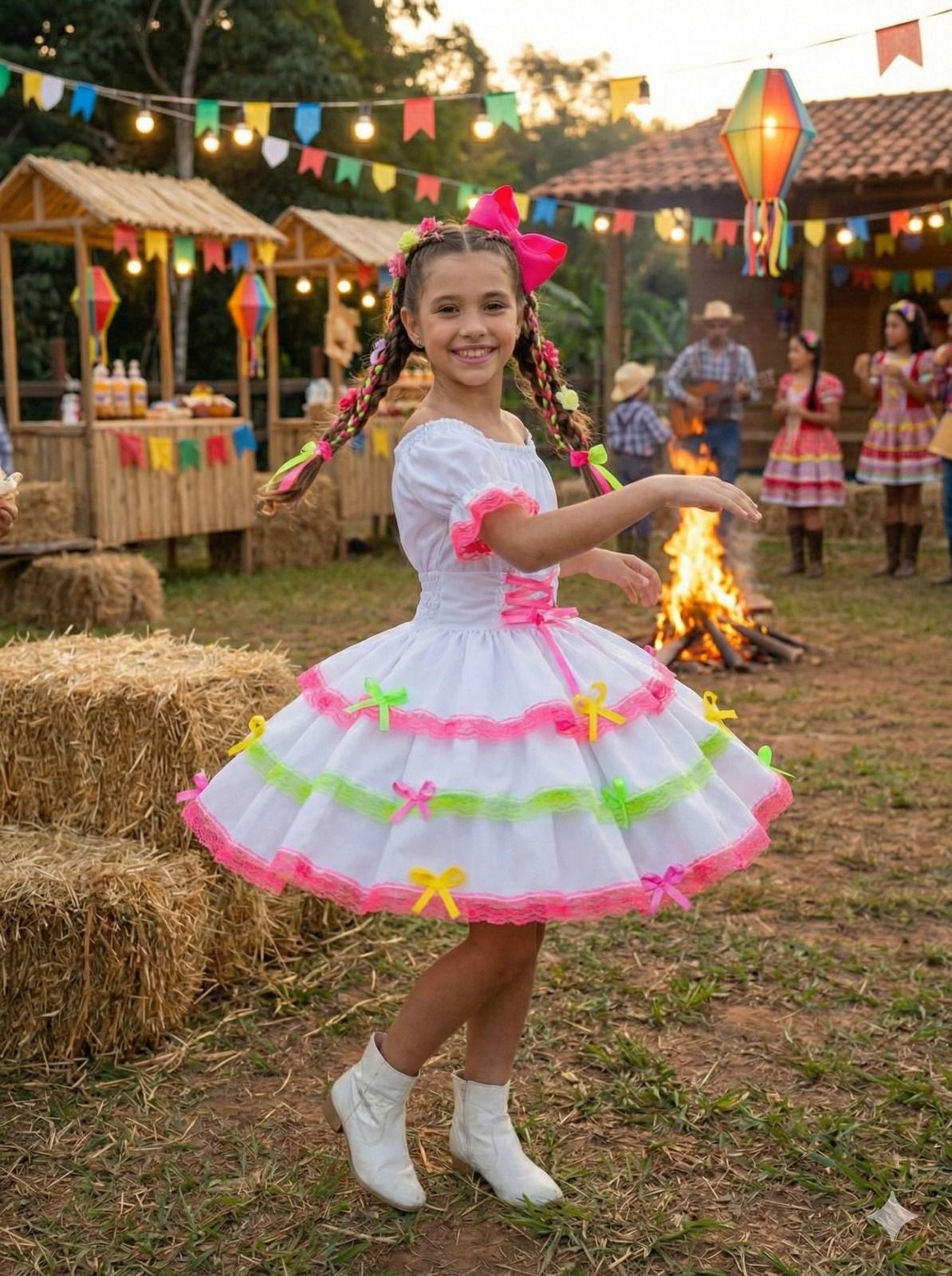 Vestido Junino Banana Club Luxo Noivinha do Sertão - Leveza e Elegância para Meninas | Bebeloo Kids