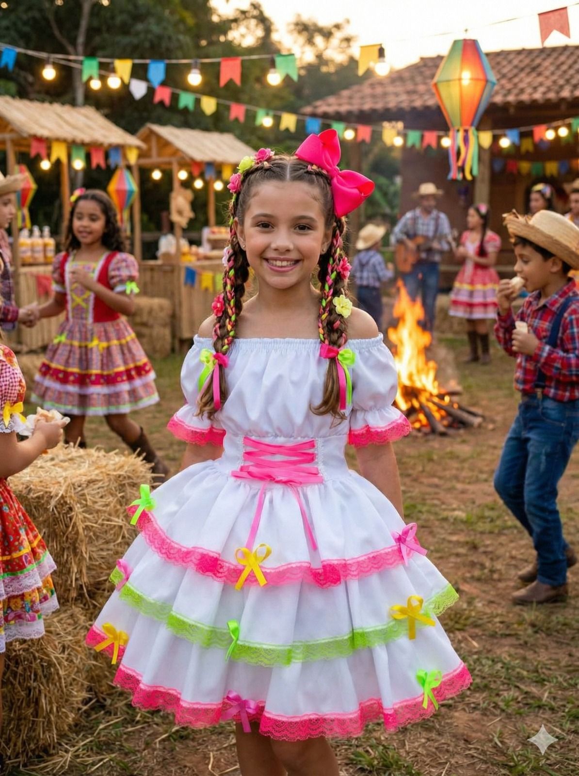 Vestido Junino Banana Club Luxo Noivinha do Sertão - Leveza e Elegância para Meninas | Bebeloo Kids