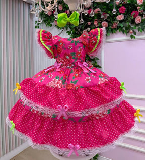 Vestido Junino Banana Club Quermesse do Balance Pink - Leveza e Elegância para Meninas | Bebeloo Kids