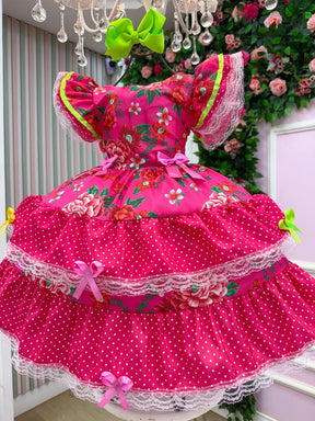 Vestido Junino Banana Club Quermesse do Balance Pink - Leveza e Elegância para Meninas | Bebeloo Kids