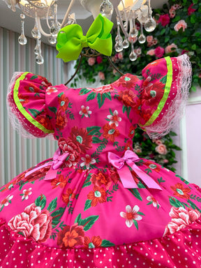 Vestido Junino Banana Club Quermesse do Balance Pink - Leveza e Elegância para Meninas | Bebeloo Kids