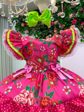 Vestido Junino Banana Club Quermesse do Balance Pink - Leveza e Elegância para Meninas | Bebeloo Kids