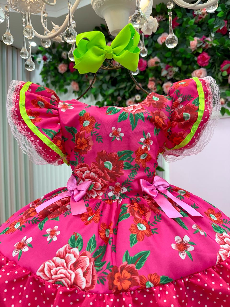 Vestido Junino Banana Club Quermesse do Balance Pink - Leveza e Elegância para Meninas | Bebeloo Kids