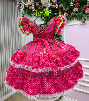 Vestido Junino Banana Club Quermesse do Balance Pink - Leveza e Elegância para Meninas | Bebeloo Kids