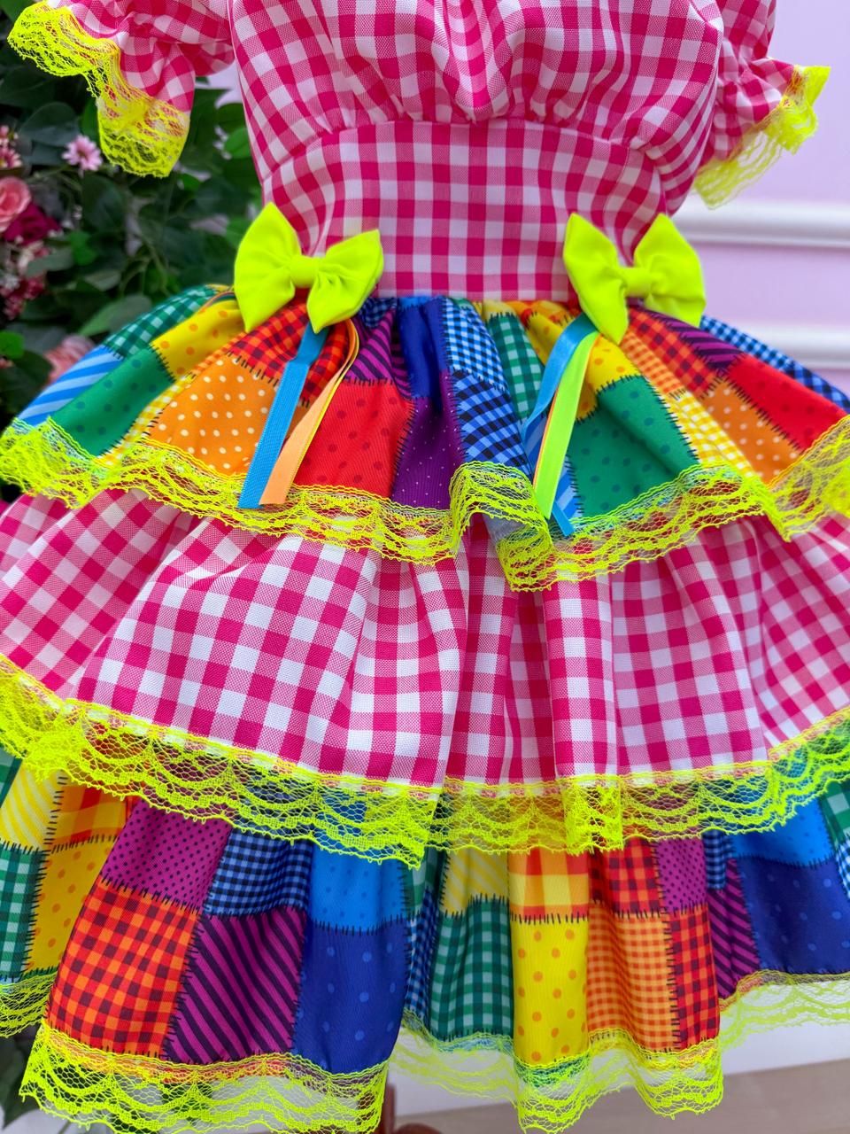 Vestido Junino Banana Club Luxo Quermesse do Sertão Pink - Leveza e Elegância para Meninas | Bebeloo Kids