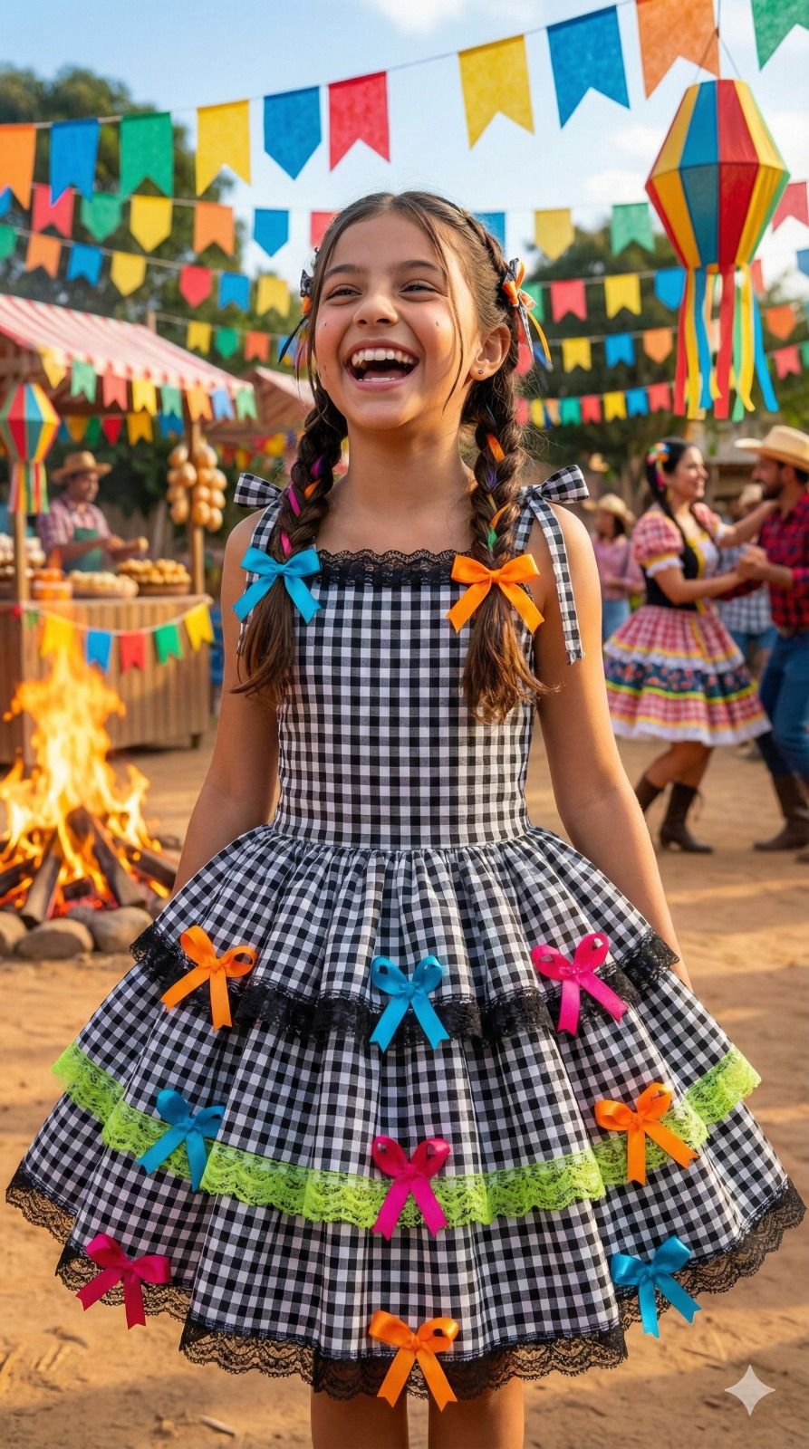 Vestido Banana Club Luxo Arraia do Chamego Preto - Leveza e Elegância para Meninas | Bebeloo Kids