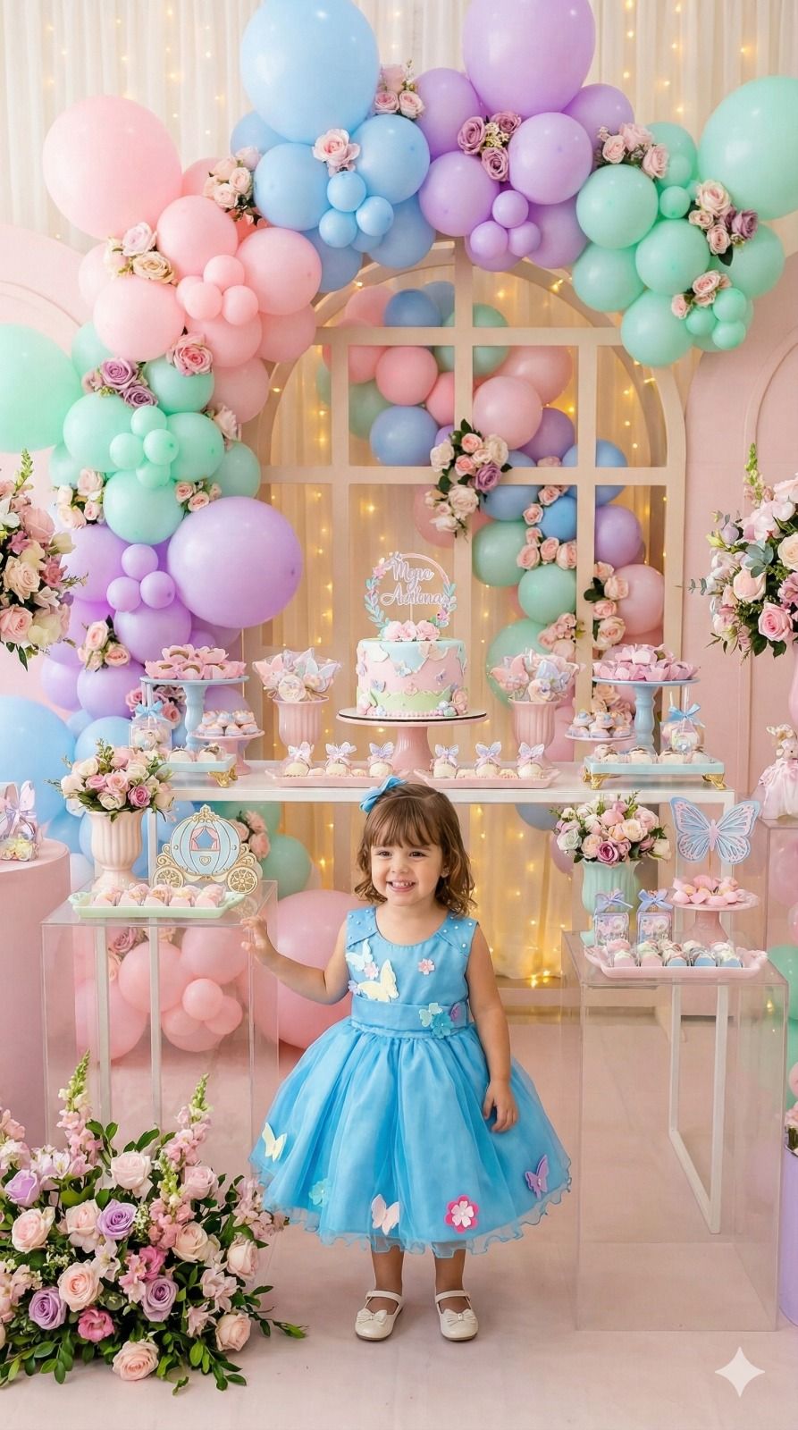 Vestido Princesa Anabel Jardim Encantado Azul Turquesa - Leveza e Elegância para Meninas | Bebeloo Kids