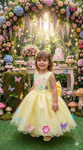 Vestido Princesa Anabel Jardim Encantado Amarelo - Leveza e Elegância para Meninas | Bebeloo Kids