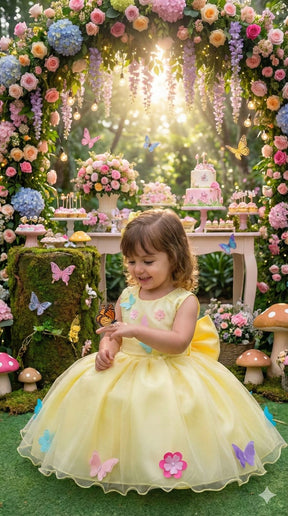 Vestido Princesa Anabel Jardim Encantado Amarelo - Leveza e Elegância para Meninas | Bebeloo Kids