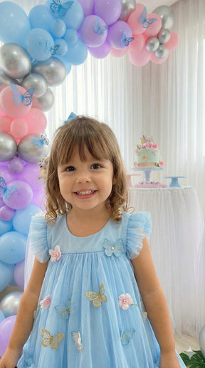 Vestido Vila Lele Jardim das Borboletas Baby Liz Azul Bebe - Leveza e Elegância para Meninas | Bebeloo Kids
