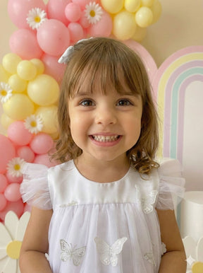 Vestido Vila Lele Jardim das Borboletas Baby Liz Branco - Leveza e Elegância para Meninas | Bebeloo Kids