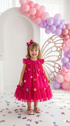 Vestido Vila Lele Jardim das Borboletas Baby Liz Pink - Leveza e Elegância para Meninas | Bebeloo Kids