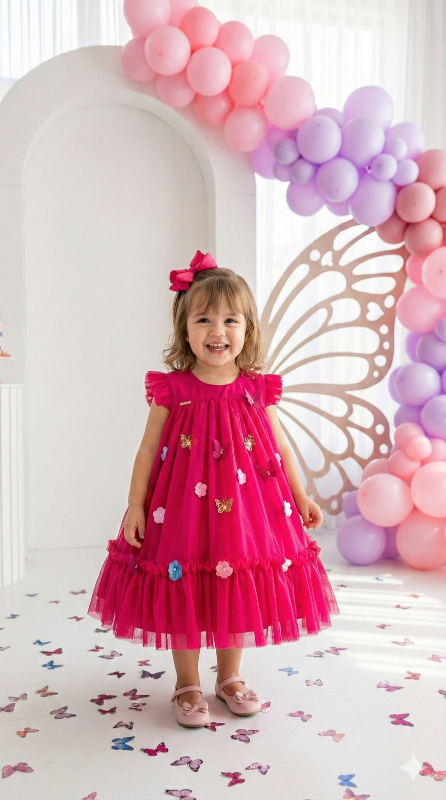Vestido Vila Lele Jardim das Borboletas Baby Liz Pink - Leveza e Elegância para Meninas | Bebeloo Kids