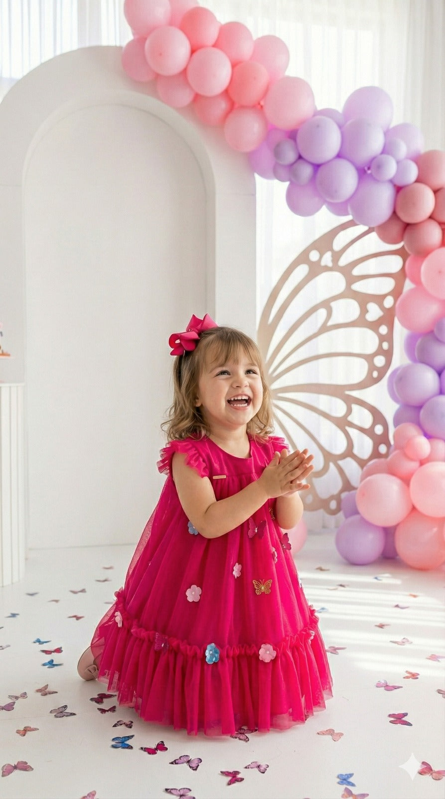 Vestido Vila Lele Jardim das Borboletas Baby Liz Pink - Leveza e Elegância para Meninas | Bebeloo Kids