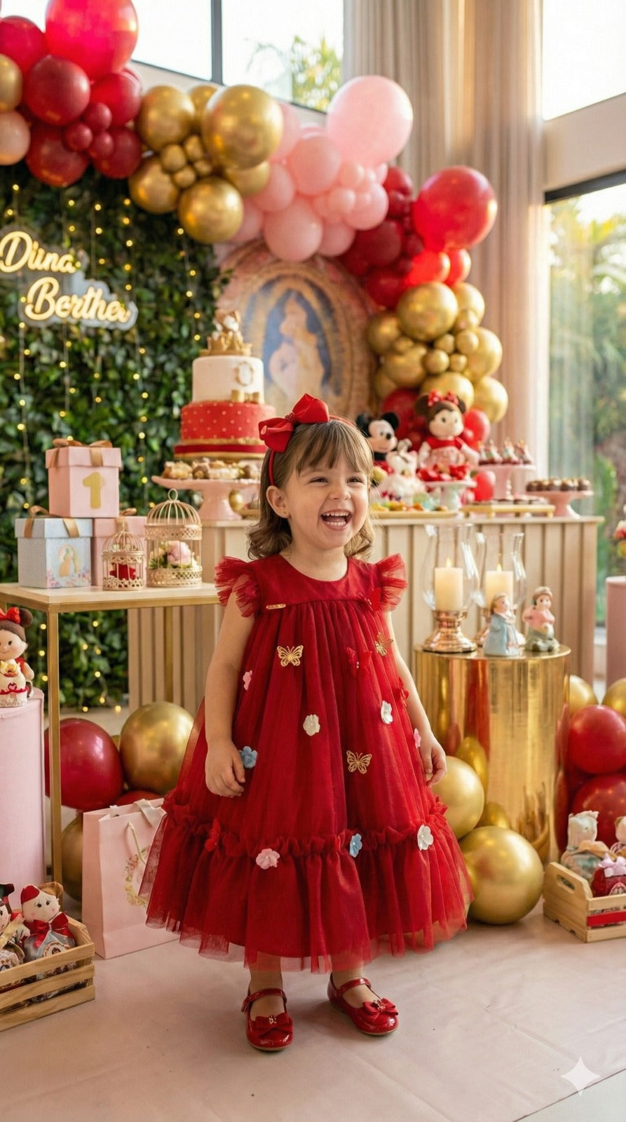 Vestido Vila Lele Jardim das Borboletas Baby Liz Vermelho - Leveza e Elegância para Meninas | Bebeloo Kids