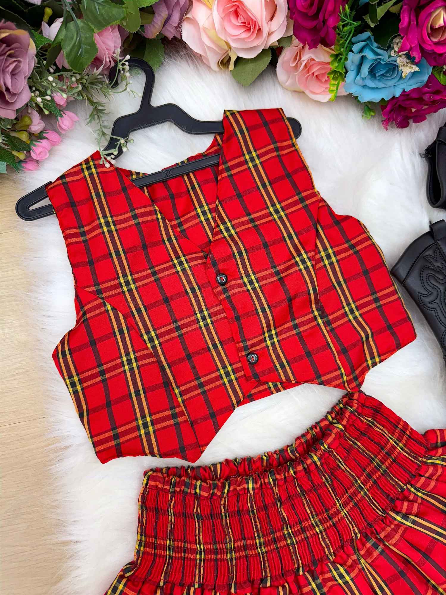 Conjunto Junino Miss Cherry Melissa Xadrez - Estilo Delicado para o Dia a Dia | Bebeloo Kids