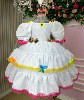 Vestido Junino Banana Club Luxo Noivinha + Saiote - Leveza e Elegância para Meninas | Bebeloo Kids