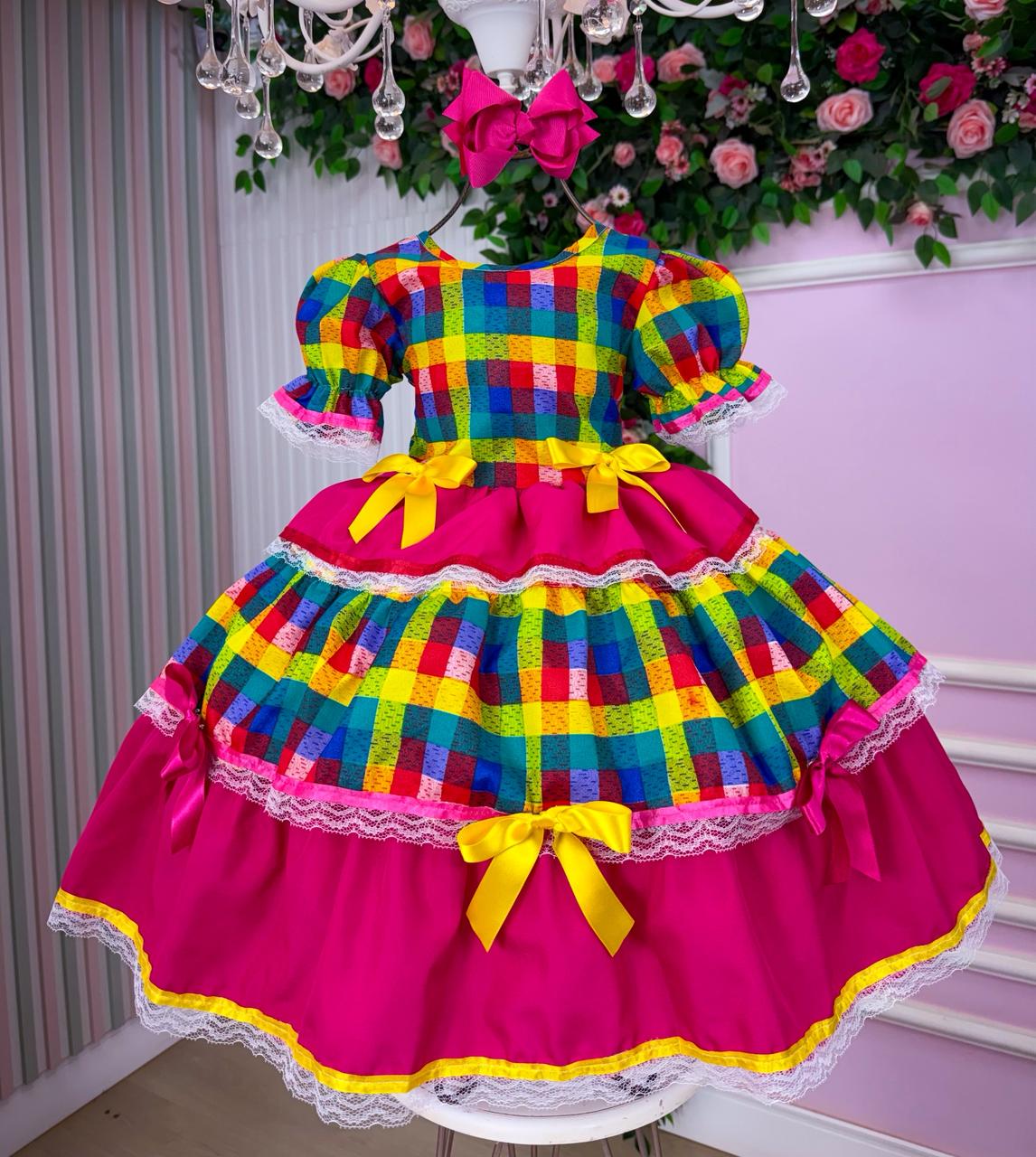 Vestido Junino Mimadine Luxo Priscila Pink - Leveza e Elegância para Meninas | Bebeloo Kids
