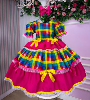 Vestido Junino Mimadine Luxo Priscila Pink - Leveza e Elegância para Meninas | Bebeloo Kids