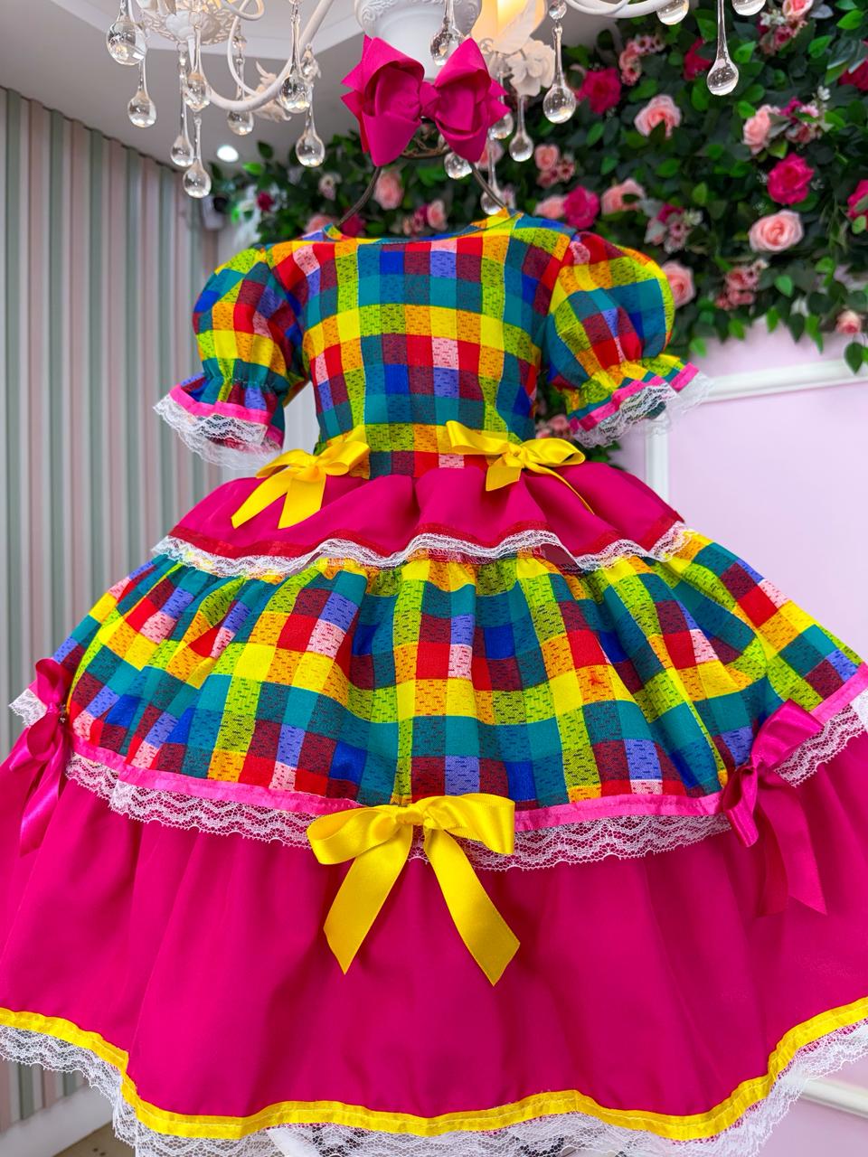 Vestido Junino Mimadine Luxo Priscila Pink - Leveza e Elegância para Meninas | Bebeloo Kids