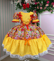 Vestido Marie Junino Quermesse de Luxo + Saiote - Leveza e Elegância para Meninas | Bebeloo Kids